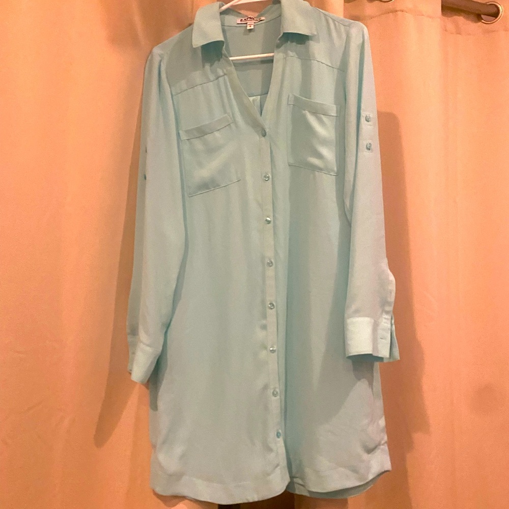Express Light Blue Shirt Dress
